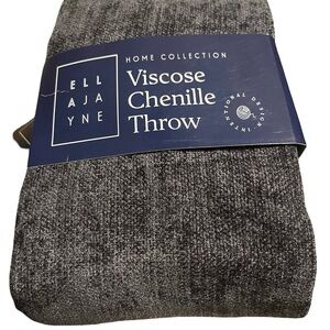 Gray Viscose Chenille Throw